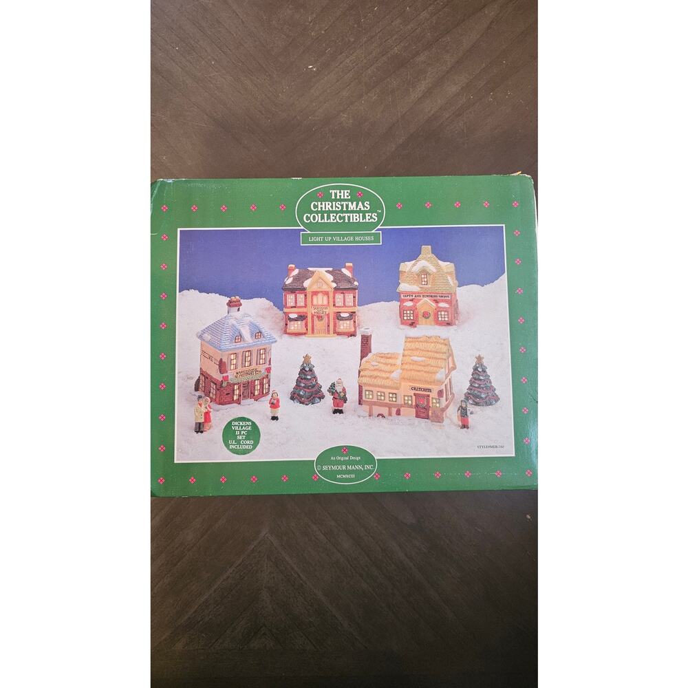 New In Box The Christmas Collectibles by Seymour Mann 11 piece light up houses